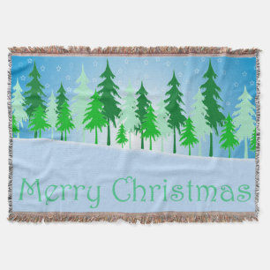 Christmas trees and stars illustration throw blanket