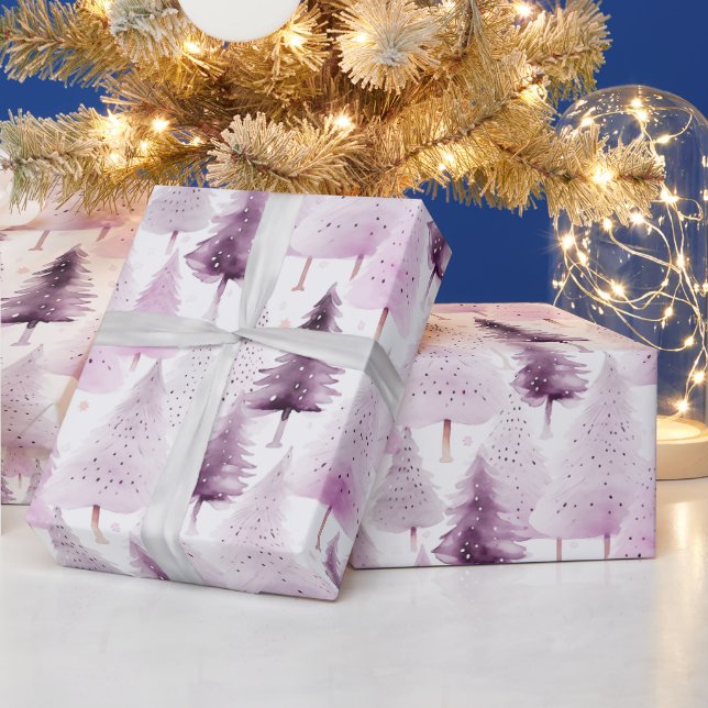 Christmas Trees and Stars Modern Christmas Wrapping Paper (Holidays)
