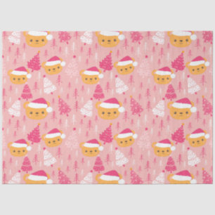Christmas Trees and Teddy Bears Pink Christmas Tissue Paper