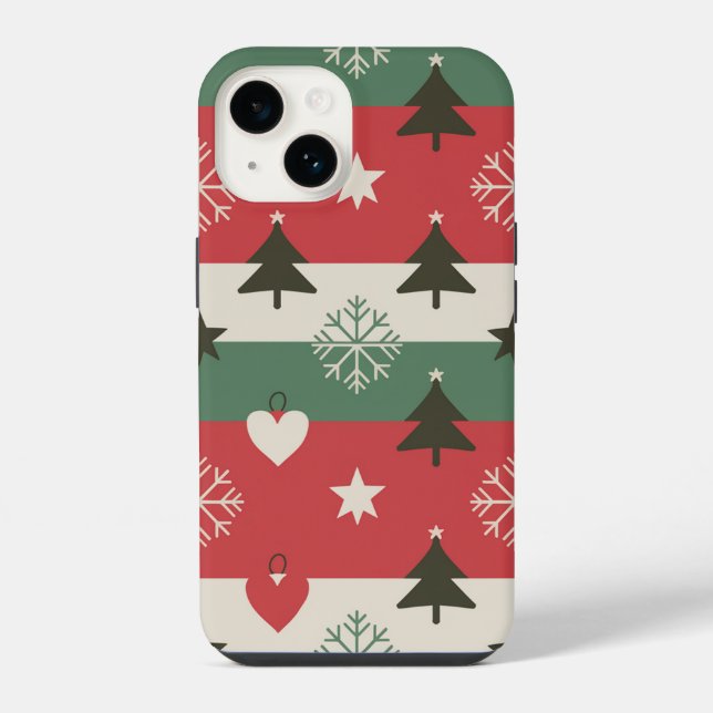 Christmas trees and white snow iPhone case (Back)