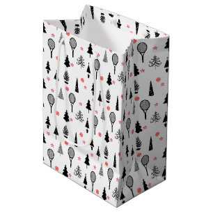  🎄Christmas trees and🎾tennis  rackets  Medium Gift Bag