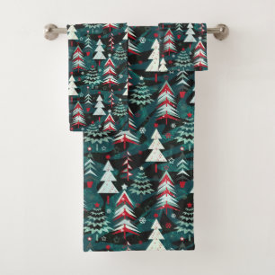 Christmas trees. bath towel set