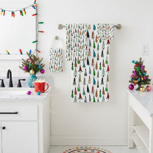 Christmas trees  bath towel set