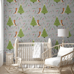 Christmas trees & Beagle Dog pattern custom Wallpaper