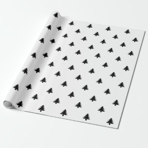 Christmas Trees black white pattern cute simple Wrapping Paper