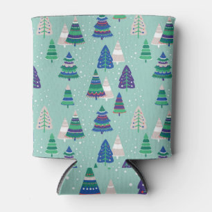 Christmas trees, blue background can cooler