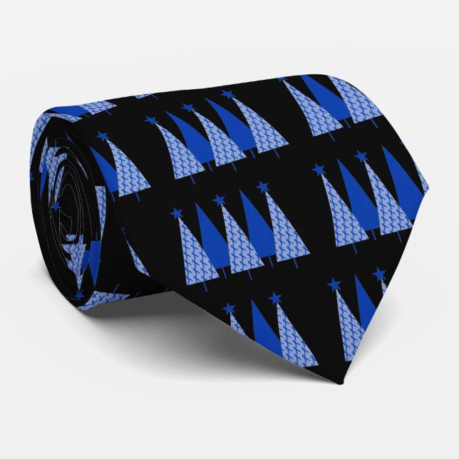 Christmas Trees - Blue Ribbon Colon Cancer Tie (Rolled)