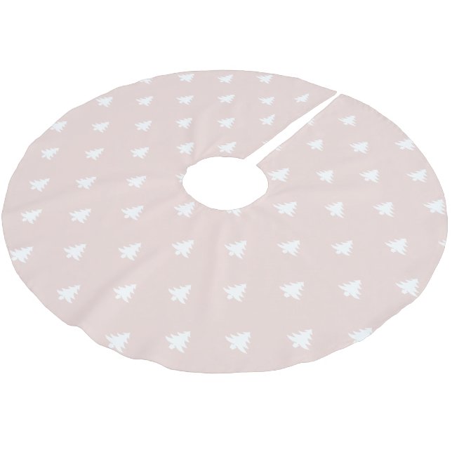 Christmas Trees blush pink white cute modern Brushed Polyester Tree Skirt (Angled)