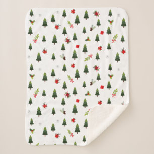 Christmas Trees & Bows Sherpa Blanket
