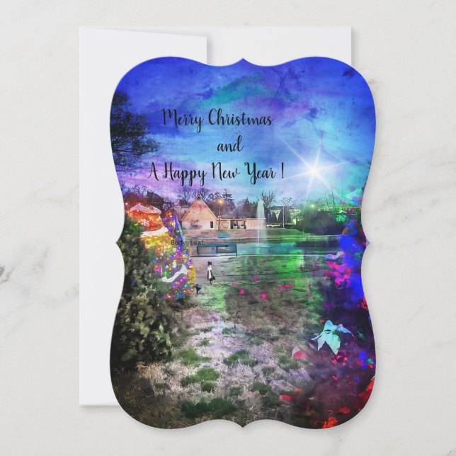 Christmas Trees By The Pond Flat Card (Front)