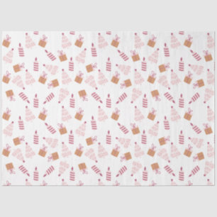 Christmas Trees Candles Gifts Pink Brown Christmas Tissue Paper