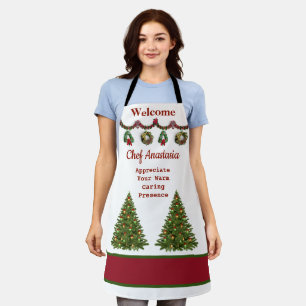 Christmas Trees Chef Holiday Appreciation Custom Apron