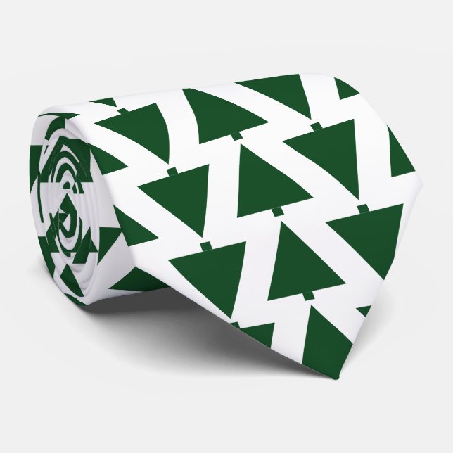 Christmas Trees Classic Look Tie with Green-HAMbWG (Rolled)