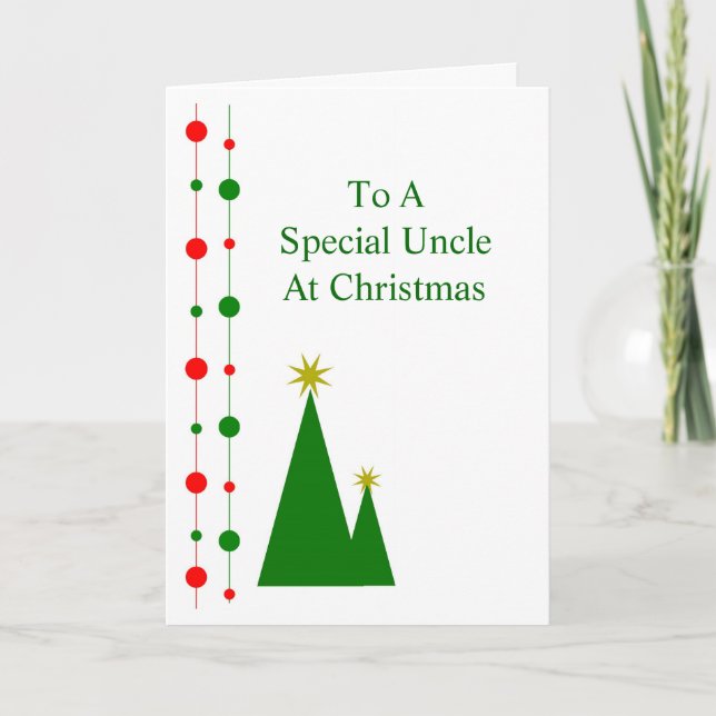 Christmas Trees Design Uncle Christmas Holiday Card (Front)