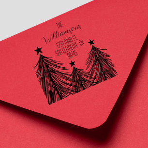 Christmas Trees Family Return Address Rubber Stamp