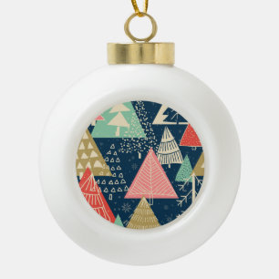Christmas Trees Festive Seamless Illustration. Ceramic Ball Christmas Ornament