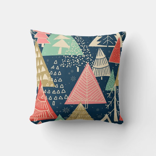Christmas Trees Festive Seamless Illustration. Cushion (Front)