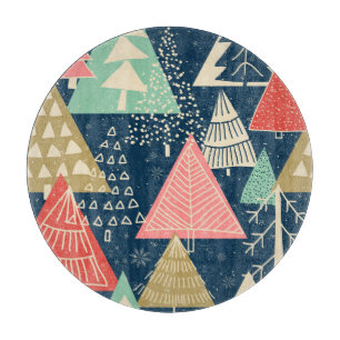 Christmas Trees Festive Seamless Illustration. Cutting Board