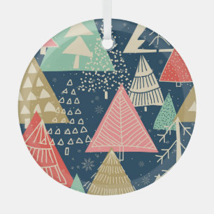 Christmas Trees Festive Seamless Illustration. Glass Tree Decoration