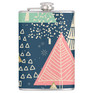 Christmas Trees Festive Seamless Illustration. Hip Flask