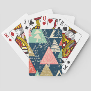 Christmas Trees Festive Seamless Illustration. Playing Cards
