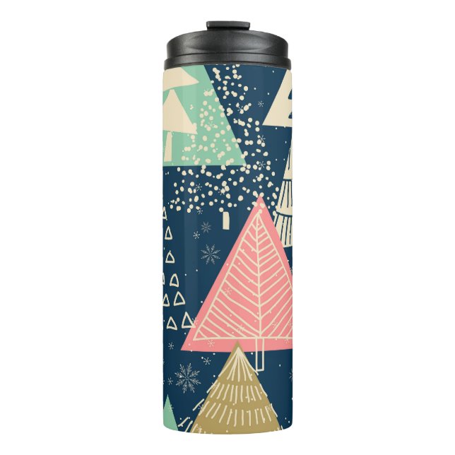 Christmas Trees Festive Seamless Illustration. Thermal Tumbler (Front)
