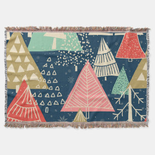 Christmas Trees Festive Seamless Illustration. Throw Blanket