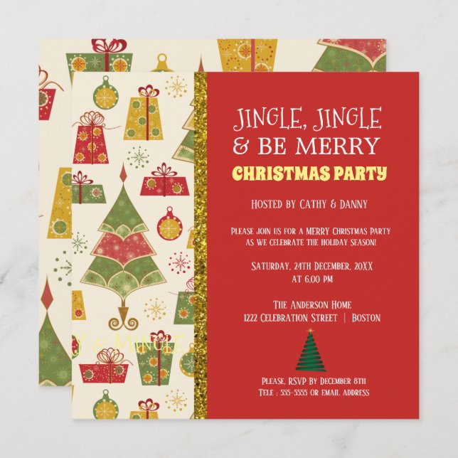 Christmas Trees & gifts Christmas Party Invitation (Front/Back)