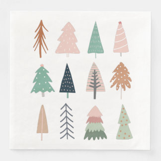 Christmas Trees Girly Collage Napkin