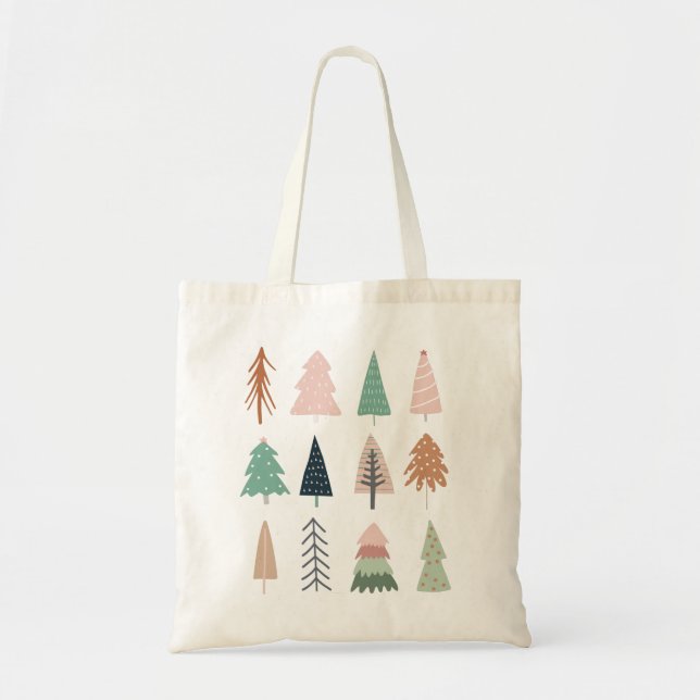 Christmas Trees Girly Collage Tote Bag (Front)
