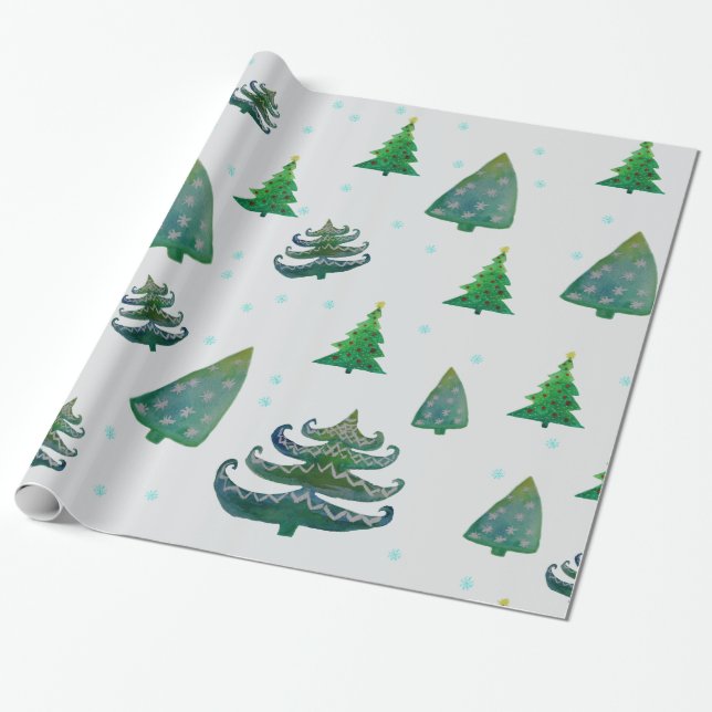 Christmas Trees Glossy Wrapping Paper, 30 in x 6 Wrapping Paper (Unrolled)