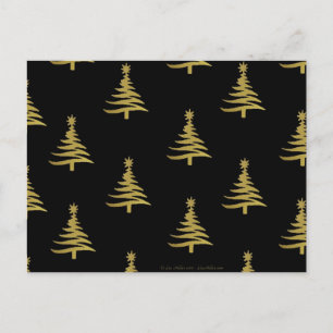 Christmas Trees Gold on Black Holiday Postcard