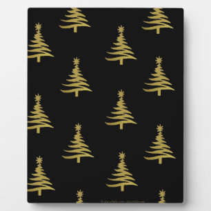 Christmas Trees Gold on Black Plaque