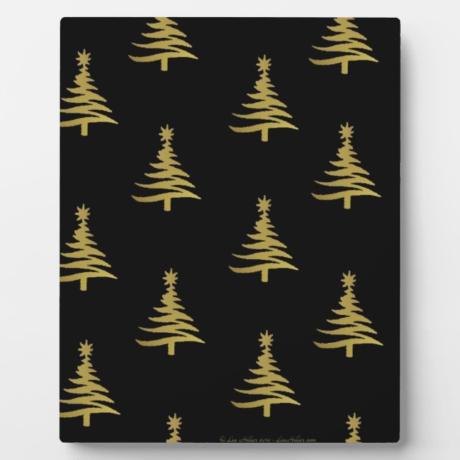 Christmas Trees Gold on Black Plaque (Front)