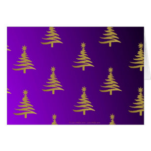Christmas Trees Gold on Purple