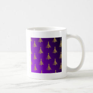 Christmas Trees Gold on Purple Coffee Mug