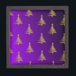 Christmas Trees Gold on Purple Keepsake Box<br><div class="desc">Thank You for visiting The Holiday Christmas Shop! You are viewing The Lee Hiller Designs Holiday Collection of Home and Office Decor,  Apparel,  Gifts,  Collectibles and more. The Designs include Lee Hiller Photography in Hand Drawn Mixed Media and  Digital Art Collection.</div>