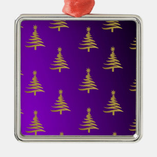 Christmas Trees Gold on Purple Metal Tree Decoration