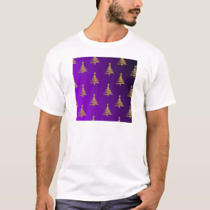 Christmas Trees Gold on Purple T-Shirt
