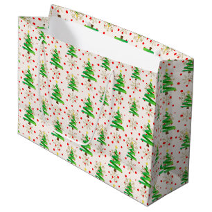 Christmas Trees & Gold Snowflakes Large Gift Bag