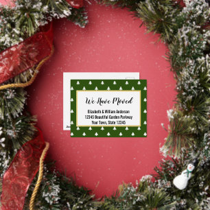 Christmas Trees Green & White Moving Announcement