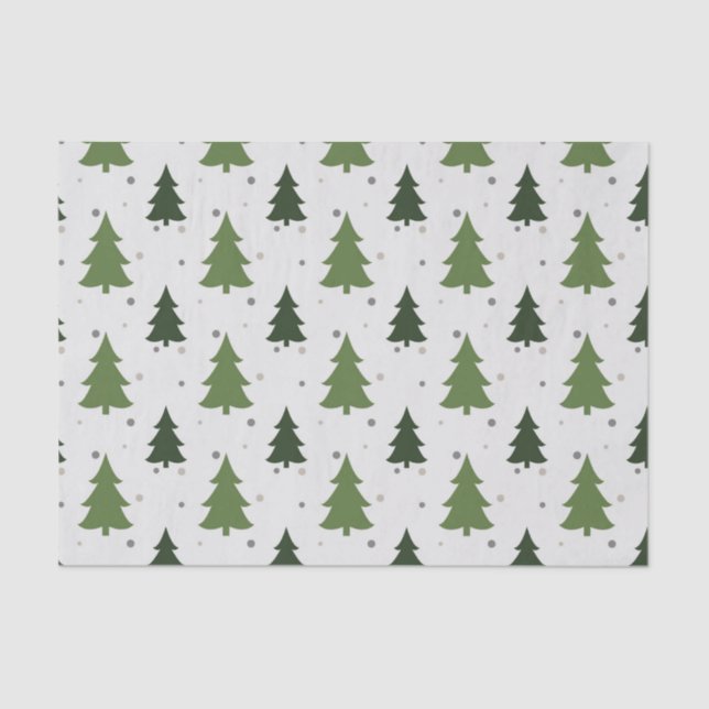Christmas Trees Greens Tissue Paper (Front)