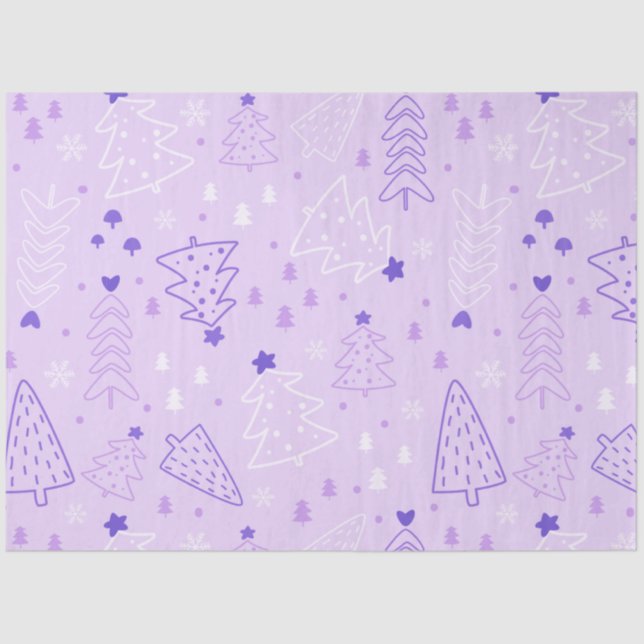 Christmas Trees Hearts Stars Christmas Tissue Paper (Front)