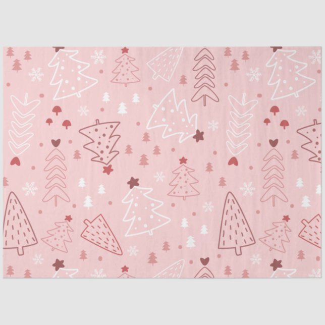 Christmas Trees Hearts Stars Christmas Tissue Paper (Front)