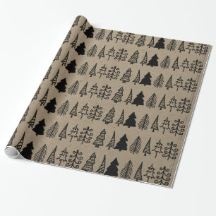 Christmas Trees Holiday Faux Kraft Paper Pattern
