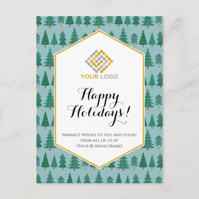 Christmas Trees Holiday Modern Logo Business Postcard (Front)