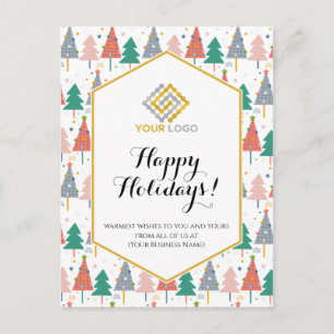 Christmas Trees Holiday Modern Logo Business Postcard