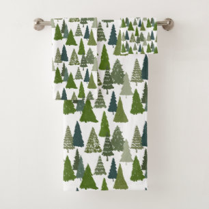 Christmas Trees Holiday Pattern  Bath Towel Set