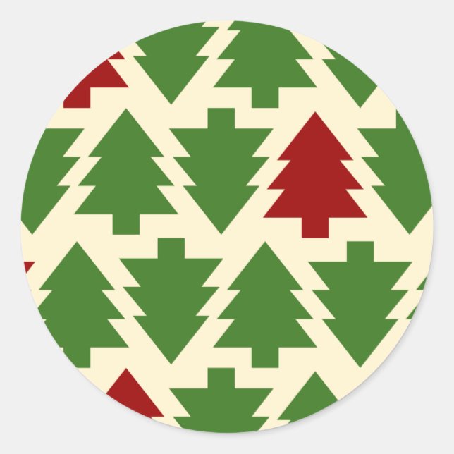 Christmas Trees Holiday Pattern Classic Round Sticker (Front)