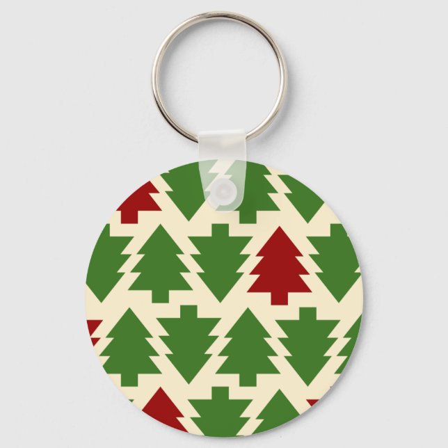 Christmas Trees Holiday Pattern Key Ring (Front)